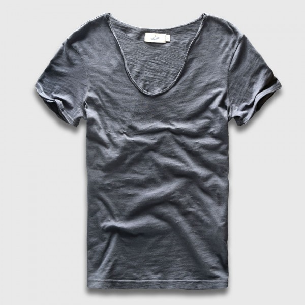 Men Basic T-Shirt Solid Cotton V Neck Slim Fit Male Fashion T Shirts Short Sleeve Top Tees 2017 Brand
