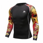 Men Compression Shirts MMA Rashguard Keep Fit Fitness Long Sleeves Base Layer Skin Tight Weight Lifting Elastic Mens T Shirts