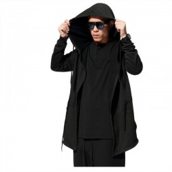 Men Hooded With Black Gown Fashion Hip Hop Mantle Hoodies Hat Sweatshirts long Sleeves Design Cloak Winter Coats Outwear Loose