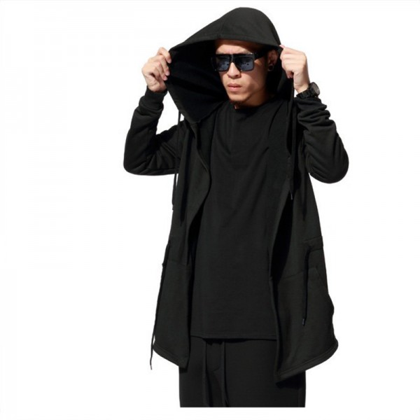 Men Hooded With Black Gown Fashion Hip Hop Mantle Hoodies Hat Sweatshirts long Sleeves Design Cloak Winter Coats Outwear Loose