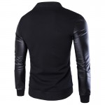 Men Hoodies Patchwork Leather Sleeve Fashion Hoodies Men Jacket Coat Brand Sweatshirt  Suit Pullover Tracksuits Masculino