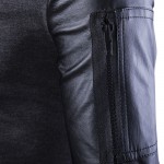 Men Hoodies Patchwork Leather Sleeve Fashion Hoodies Men Jacket Coat Brand Sweatshirt  Suit Pullover Tracksuits Masculino