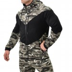 Men LeopardSweatshirt Fashion Autumn Winter Long Sleeve Contrast Color Print zipper Stitching color  HoodedHoodies