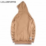 Men Oversized Brown Hoodies Loose Fit Hooded Black Sweatshirts New 2017 Pleated Sleeves Streetwear Free Shipping