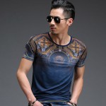 Men T Shirt 2016 Fashion Design Blue Khaki Plus 4XL 5XL Camisetas Hombre O Neck Skinny Fit Cotton High Quality Men Tshirt Homme