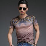 Men T Shirt 2016 Fashion Design Blue Khaki Plus 4XL 5XL Camisetas Hombre O Neck Skinny Fit Cotton High Quality Men Tshirt Homme