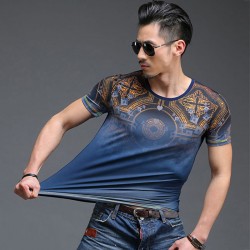 Men T Shirt 2016 Fashion Design Blue Khaki Plus 4XL 5XL Camisetas Hombre O Neck Skinny Fit Cotton High Quality Men Tshirt Homme