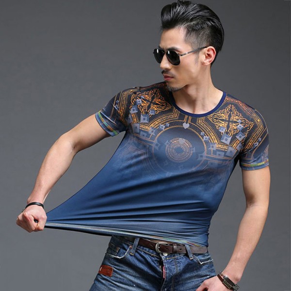 Men T Shirt 2016 Fashion Design Blue Khaki Plus 4XL 5XL Camisetas Hombre O Neck Skinny Fit Cotton High Quality Men Tshirt Homme