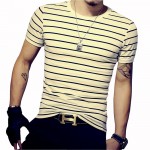 Men T Shirt Summer Short Sleeve T Shirt Men Striped O Neck T Shirts Men's Striped Slim Fit Tees Casual Male Tops Plus Size 5XL