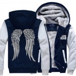 Men The Walking Dead winter fleece Sweatshirt Zombie Daryl Dixon Wings Tracksuit zipper coat Hooded 2017 funny thick jacket down