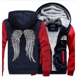 Men The Walking Dead winter fleece Sweatshirt Zombie Daryl Dixon Wings Tracksuit zipper coat Hooded 2017 funny thick jacket down