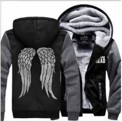 Men The Walking Dead winter fleece Sweatshirt Zombie Daryl Dixon Wings Tracksuit zipper coat Hooded 2017 funny thick jacket down