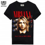 [Men bone] New Summer Fashion Men T-shirt The Beatles/ Nirvana Printed Rock Black Hip Hop Casual T Shirt For Rock Men Retail