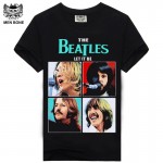 [Men bone] New Summer Fashion Men T-shirt The Beatles/ Nirvana Printed Rock Black Hip Hop Casual T Shirt For Rock Men Retail