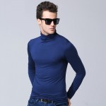 Men modal turtleneck long-sleeve T-shirt spring 2017 new autumn student popular slim thin male elastic basic shirt teenager boys