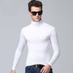 Men modal turtleneck long-sleeve T-shirt spring 2017 new autumn student popular slim thin male elastic basic shirt teenager boys