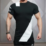 Men summer style Fashion T-shirts Fitness and bodybuilding Slim fit T Shirt Leisure muscle Male Short sleeves clothing Tee Tops