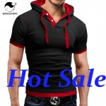 Men'S T Shirt 2017 Summer Fashion Hooded Sling Short-Sleeved Tees Male Camisa Masculina T-Shirt Slim Male Tops 4XL