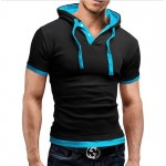 Men'S T Shirt 2017 Summer Fashion Hooded Sling Short-Sleeved Tees Male Camisa Masculina T-Shirt Slim Male Tops 4XL