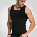 Men's Close-fitting Vest Fitness Elastic Casual O-neck Breathable H Type All Cotton Solid Undershirts Male Tanks 