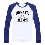 Men's Fashion Shirt HOGWARTS ALUMNI T Shirt long Sleeve Tee Hipster geek swag T-shirt for men Magic Camisetas