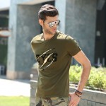 Men's T Shirt Fashion Brand Army Green Letter Printed Round Neck Short Sleeves Cotton Summer Outfits Men's Tops & Tees MS-6291A