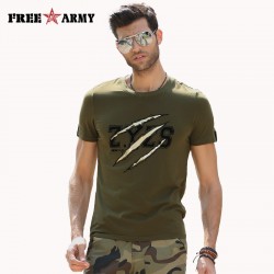 Men's T Shirt Fashion Brand Army Green Letter Printed Round Neck Short Sleeves Cotton Summer Outfits Men's Tops & Tees MS-6291A