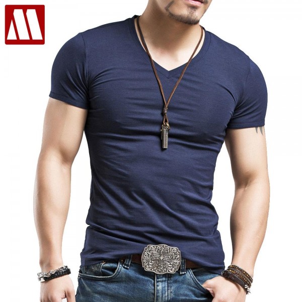 Men's Tops Tees 2017 summer new cotton v neck short sleeve t shirt men fashion trends fitness tshirt free shipping LT39 size 5XL