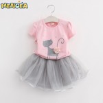 Menoea Girls Dress  New 2017 Clothes 100% Summer Fashion Style Cartoon Cute Little White  Cartoon Dress Kitten Printed Dress