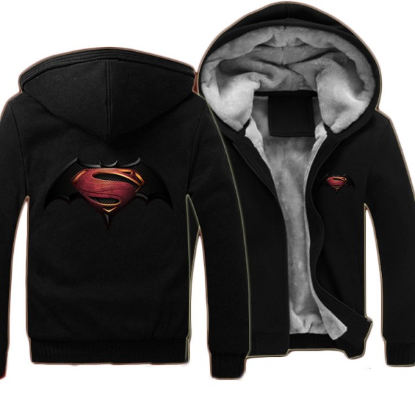 Mens Casual 16 Movie Batman v Superman: Dawn of Justice Zip up Winter Super Warm Fleece Coat Hoody Hoodies