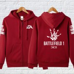 Mens Casual 2016 Game Battlefield 1 Frostbite 3 Logo Zip up Cotton Printing Pattern Hoodie Sweatshirts Coat 