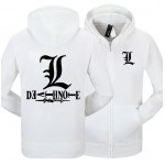Mens Fashion Winter Autumn Death Note Hoody Black White Gray Color Death Note L Pullover Hoodies For Adult