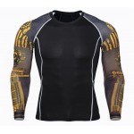 Mens Fitness 3D Prints Long Sleeves T Shirt Men Bodybuilding Skin Tight Thermal Compression Shirts MMA Crossfit Workout Top Gear