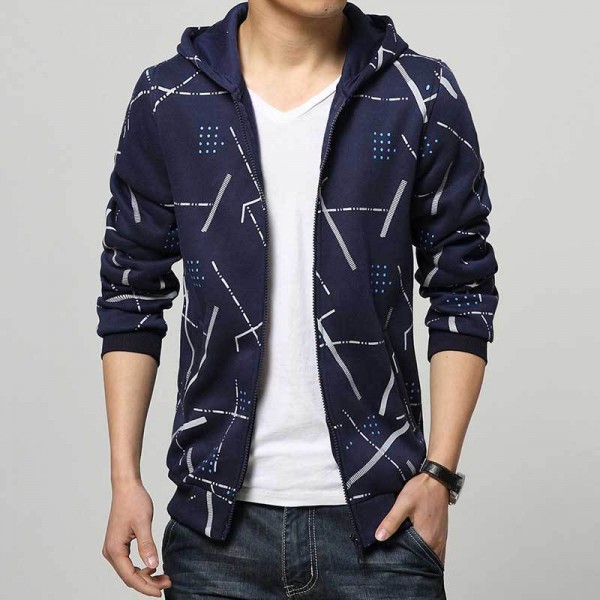 Mens Hoodies New Fashion Slim Fit Brand Casual Geometric Pattern Printed Hooded Mens Sweatshirts Felpa Uomo Big Size M to 5XL