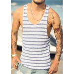 Mens Undershirt Tank Top Vest Sleeveless t shirt Top for men Fitness Summer Beach Bamboo cotton striped 2016 new