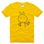 Mens cartoon cute rabbit Keith yes Printed T Shirt Tshirt Men 2016 New Short Sleeve O Neck Cotton T-shirt Tee Camisetas Hombre