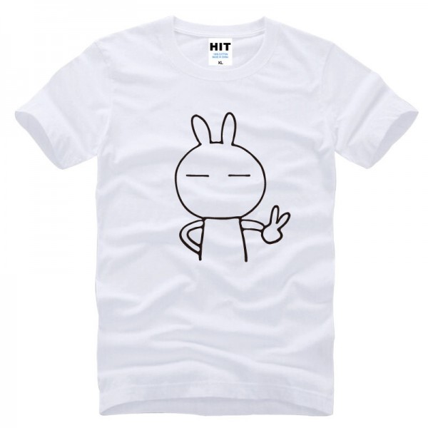 Mens cartoon cute rabbit Keith yes Printed T Shirt Tshirt Men 2016 New Short Sleeve O Neck Cotton T-shirt Tee Camisetas Hombre