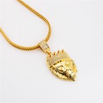 Mens' Hip Hop Jewelry Iced Out Gold Plated Fashion Bling Bling Lion Head Pendant Men Necklace Gold Filled For Gift Present NYUK