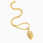 Mens' Hip Hop Jewelry Iced Out Gold Plated Fashion Bling Bling Lion Head Pendant Men Necklace Gold Filled For Gift Present NYUK