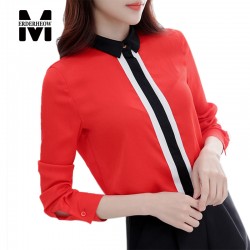 Merderheow 2017 Spring Fashion OL Style Office Work Women long sleeve Shirt high quality Chiffon Casual Blouse Ladies Tops L360