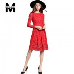Merderheow New 2017 Spring Fashion Women's Lace Long Dresses Femme Casual Clothing Women Sexy Slim Party Dresses Vestidos L11