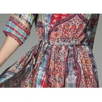 Merderheow New Europe 2017 Spring Women's Chiffon Print Cute Long Dresses Femme Casual Clothing Women Slim Sexy Dresses J052
