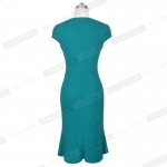 Mermaid Red Formal dresses Cap Sleeve Pocket Summer dress Women V Neck Vintage Size XXL Buttons Bodycon Zipper Wiggle Dress b207