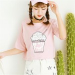 Merry Pretty 2017 summer new Harajuku women t shirt ice cream Korean style cotton loose crop tops kawaii t-shirt women tee tops