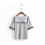 Merry Pretty Female Summer T shirt Navy Sailor Style Cotton T-shirt Women Tops Cute Japanese School Uniform For Girls 3Colors
