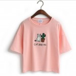 Merry Pretty Harajuku t shirt women Korean style t-shirt tee kawaii cat embroidery cotton tops shirt camiseta feminina hot sales