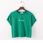 Merry Pretty New Summer Harajuku Cute Women T-Shirt Letter Print cotton Crop Top Green T Shirt Short Sleeve Girl Tshirt Tops Tee