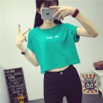 Merry Pretty New Summer Harajuku Cute Women T-Shirt Letter Print cotton Crop Top Green T Shirt Short Sleeve Girl Tshirt Tops Tee