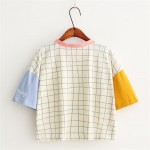 Merry Pretty New Summer Women Letter Embroidery Plaid t shirt Fashion Patchwork Design T shirts Short Sleeve Casual Cotton Tops