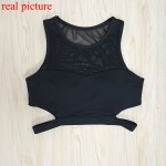 Mesh splice sexy athleisure women bra tops hollow out hot black tanks top bralette 2017 summer fashion slim bralet clothing sale